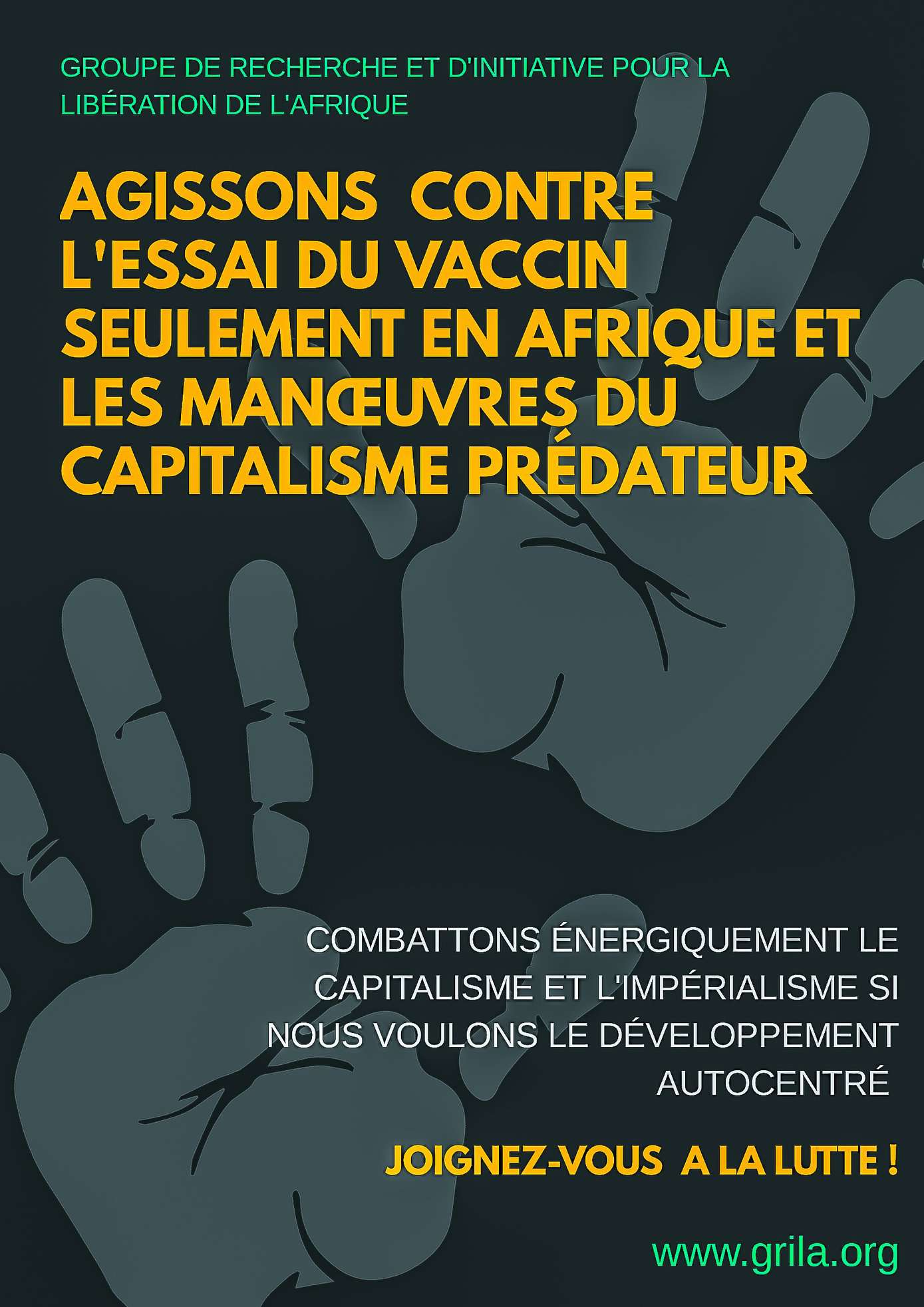 CORONA VIRUS: AGISSONS CONTRE L�ESSAI DU VACCIN SEULEMENT EN AFRIQUE, ET LES MAN�UVRES DU CAPITALISME PR�DATEUR